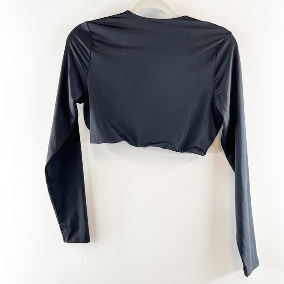 AFRM Nico Twist Front Long Sleeve Crop Top Black Large - Picture 5 of 7